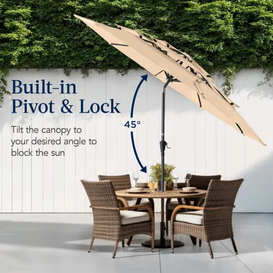 Best Choice Products 10ft 3-Tier Patio Umbrella, Market Sun Shade w/ Tilt Adjustment, Easy Crank Sand {5}