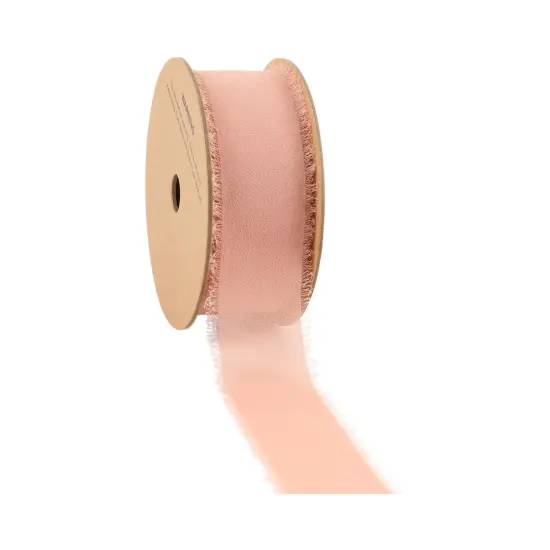 LaRibbons 1 1/2" Frayed Edge Chiffon Ribbon | 10 Yard Roll Blush {1}