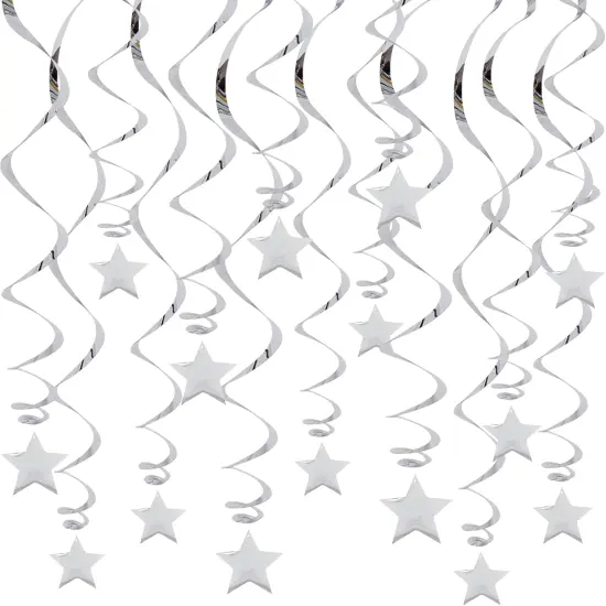 Silver Star Hanging Swirl Party Decorations {1}