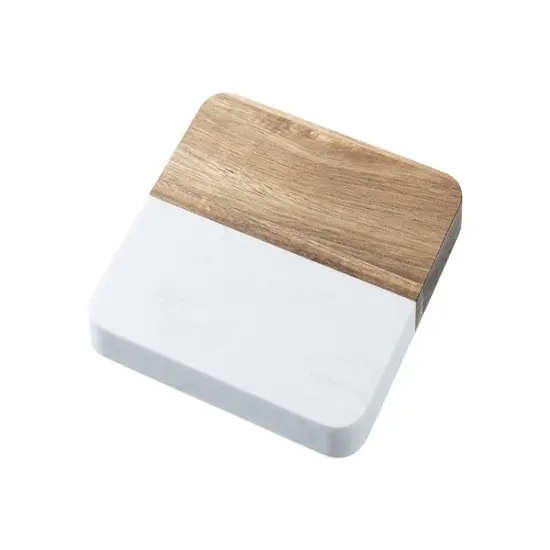 Craft Express 4 Pack Engravable Square Marble and Wood Coasters &ndash; 4"x4" Laser-Ready {6}