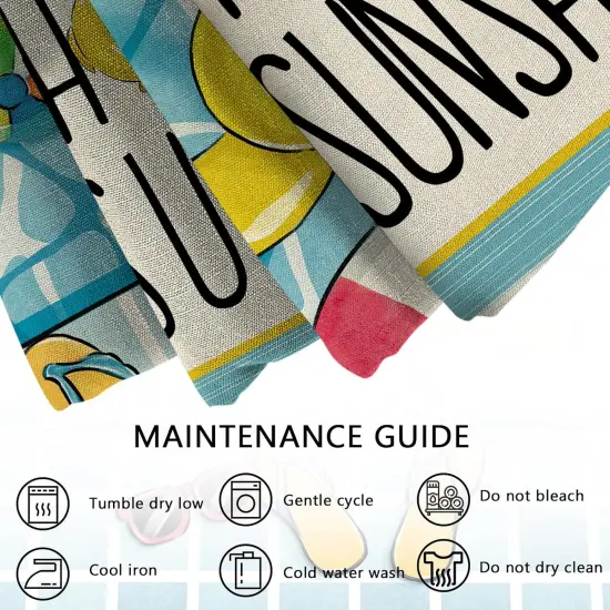 Hello Sunshine Pool Decorative Throw Pillow Covers 18x18 Set of 4, Happy Summer Duck Watermelon Swimming Ring Cushion Case Decor, Blue Stripes Flip Flops Seasonal Home Decoration for Sofa Couch {3}