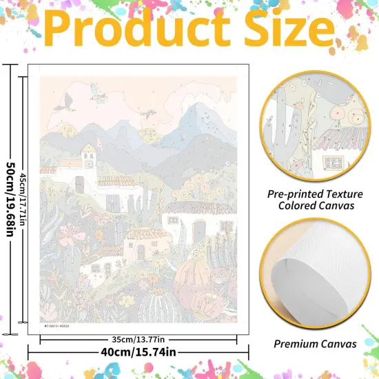 Paint by Numbers for Adult, Landscape Paint by Numbers Kit for Adults Beginners, DIY Landscape Acrylic Painting on Canvas for Home Wall Art Decor(16x20Inch {2}