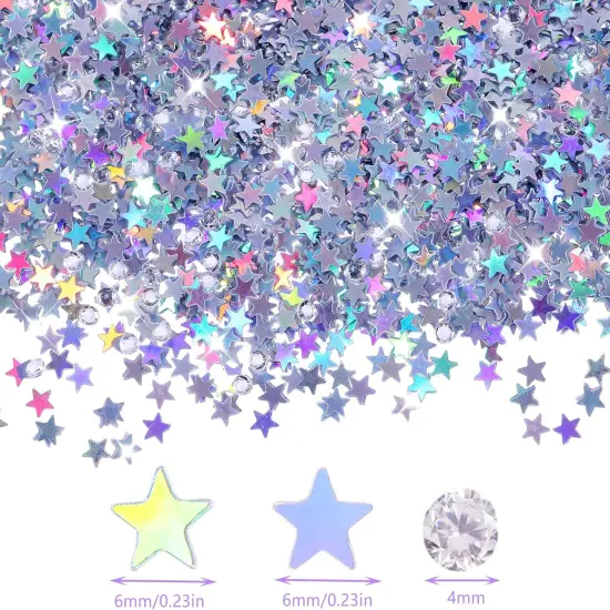 3000 Pcs Glitter Star Confetti With Diamond - 30g 6mm Metallic Foil Sprinkles Table Glitter, Twinkle Sequins Scatter Stars for Birthday Party, Halloween, Christmas Decoration {2}