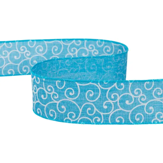 Northlight Swirl Wired Spring Craft Ribbon - 2.5" x 10 Yards - Blue and White {5}
