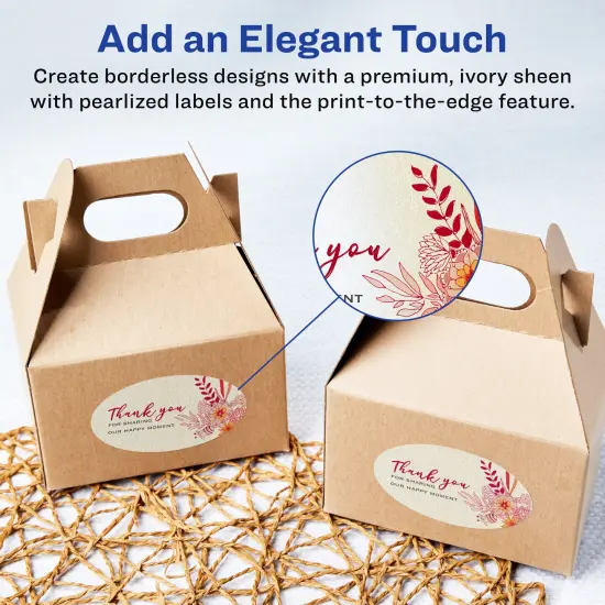 Avery Pearlized Ivory Oval Labels with Sure Feed Technology, Print-to-the-Edge, 4.25" x 3.25" {2}