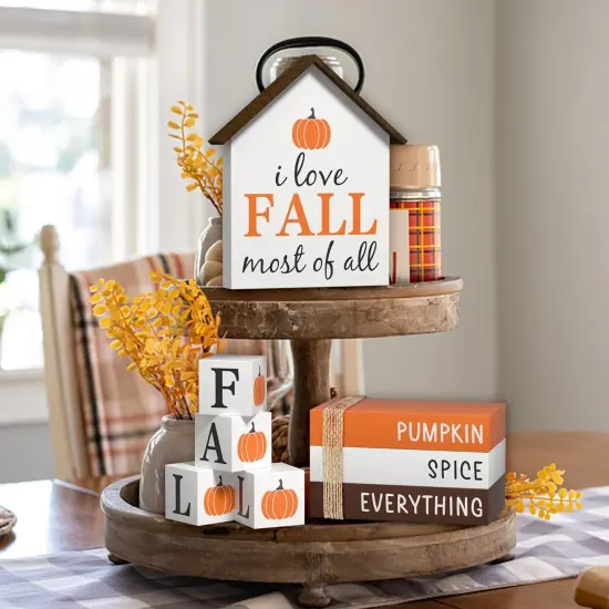 8 Pcs Fall Tiered Tray Decor {3}