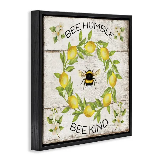 Stupell Industries Bee Humble & Kind Rustic Floater Framed Canvas Wall Art Design by Creatif Belle {3}