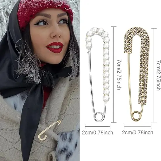 8 Pieces Retro Sweater Shawl Clips Faux Crystal Pearl Brooch Pins for Women Girls Costume Accessory, Waist Back Cincher for Cardigan Collar Dress Shirt Jeans {2}