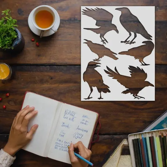 Crow Stencil | Reusable Birds Horror Bird Street(Custom) {2}