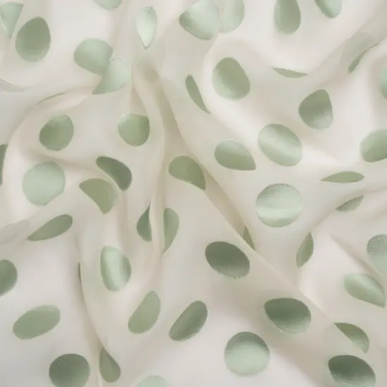 1 Yard Cream and Mint Polka Dot Silk Satin Burnout Chiffon Dress Fabric 54 Inch Width {1}