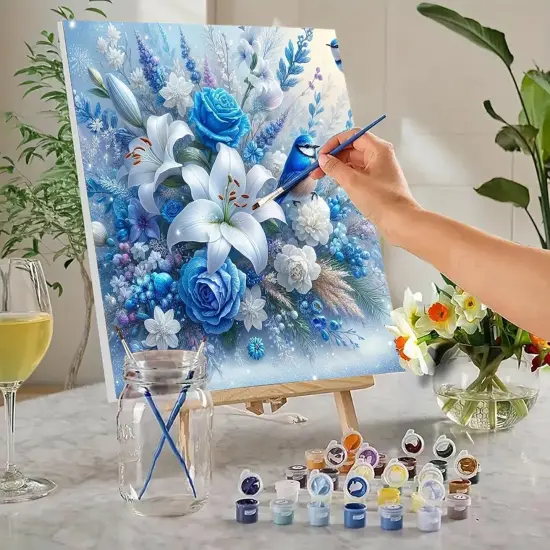 Blue Flower Paint by Numbers Kits - 8Wx12L inch {2}