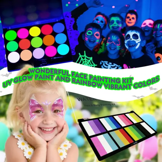 Face Painting Kit(18 Vibrant Colors+15 UV glow paints&zwnj;) {3}