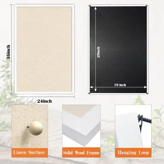 Cork Board with Linen 36x24 inch(White) {4}