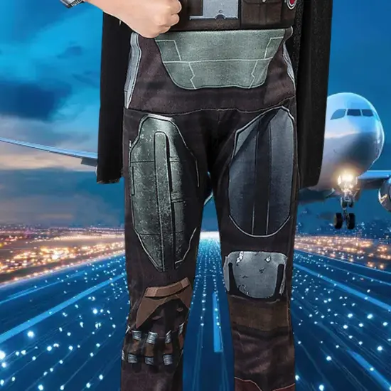 Toddler Mandalorian Costume with Padded Jumpsuit and Cape {3}