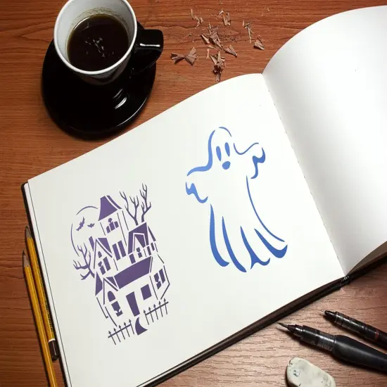 Halloween 4-Pack Stencil(Happy Halloween 4-Pack Stencil Set V2 8.5&rdquo; x 11&rdquo;) {3}