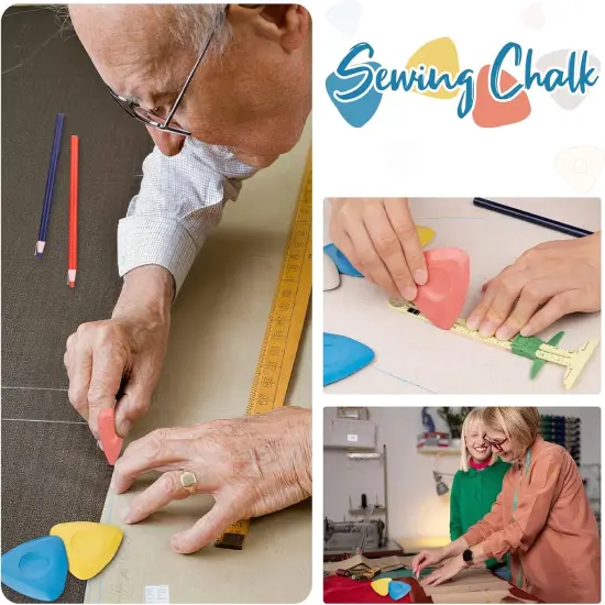 Sewing Tools Kit &ndash; 10 Chalks, 5 Markers, 12 Erasable Pens, 20 Clips & Gauge Ruler {2}
