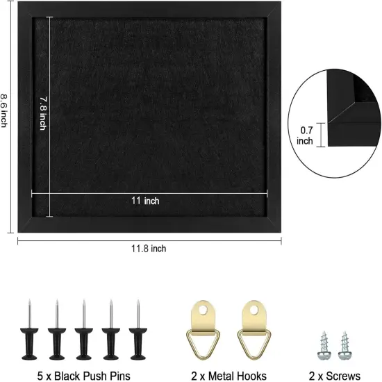 11" X 8" Cork Boards for Walls with Pins(All Black) {2}