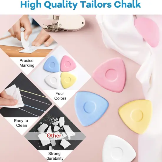 60Pcs Set Tailor's Triangle Fabric Chalk Markers - 4 Colors {3}