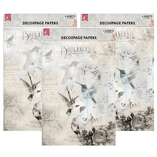 Pack of 3 - Little Birdie Decoupage Paper A4 4/Pkg-Touch Of Nature {1}