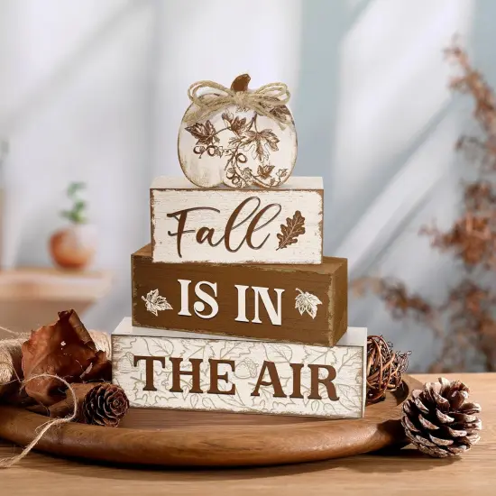 4 Pcs Fall Pumpkin Wooden Table Decorations {5}