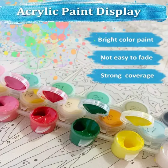 Paint by Numbers Kit for Adults Beach Sunset, Acrylic Adult Paint by Number Sunset with Crystal Heart 16x20inch for Home Wall Decor {4}