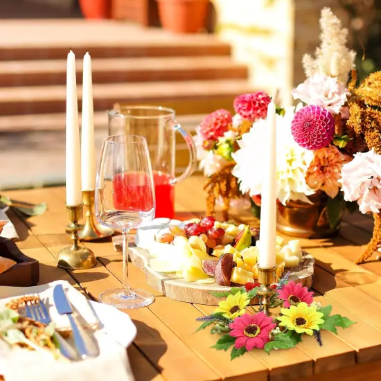 4 Pcs Flower Candle Rings Wreaths, Summer Floral Candle Rings, Small Pillar Candle Wreaths with Artificial Gerbera Daisy, Candle Holder Rings for Home Table Centerpieces {5}