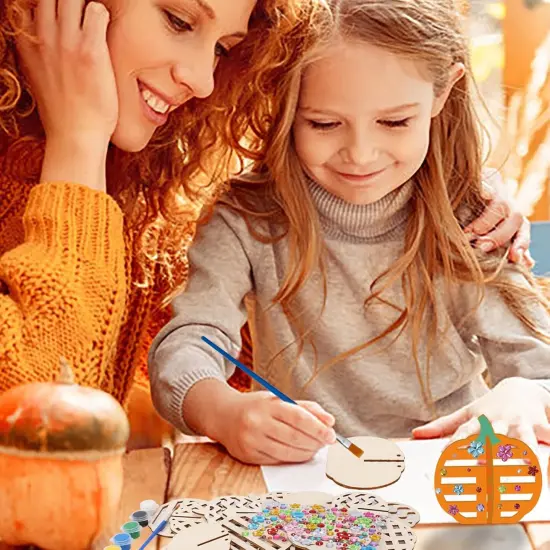 10 Pack Wooden Pumpkin Crafts for Kids {2}