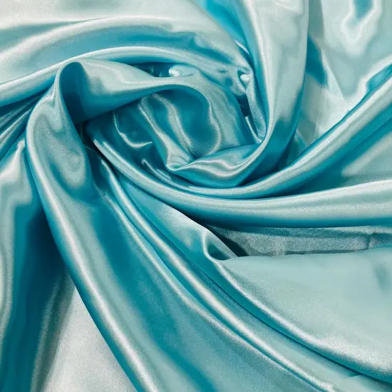 1 Yard Charmeuse Medium Satin Lining Fabric 60" Wide Aqua Blue {1}