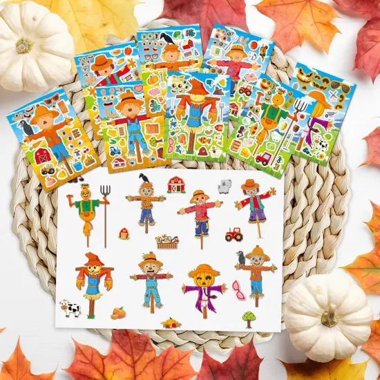 24Pcs Scarecrow Make a Face Stickers - Fall Party Games {3}