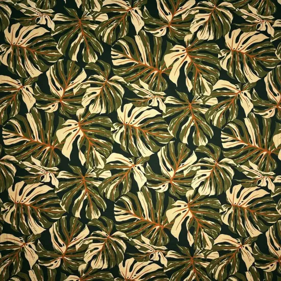 1 Yard All-over Multicolor Monstera Leaves 100% Cotton Fabric Light Barkcloth, 45" Width Brown {4}