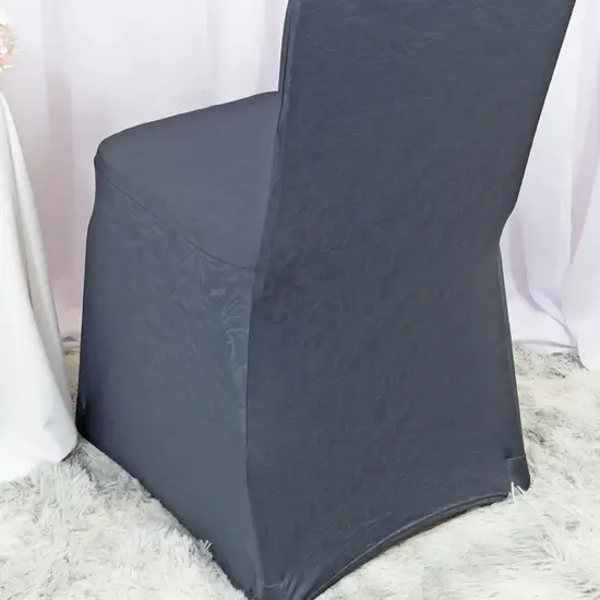 Pewter or Charcoal Embossed Vintage Spandex Banquet Chair Cover Classic Elegance {4}