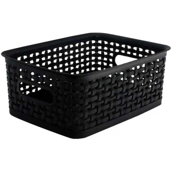 Weave Design Plastic Bin Small-Black, 9.875"L X 7.375"W X 4"H {3}