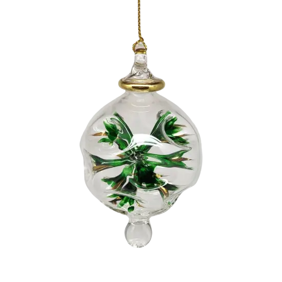 Blown Glass Pierced Starburst Ornament - Green {2}
