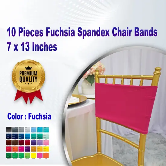 10 Pieces Fuchsia Spandex Chair Bands 7 x 13 Inches {1}