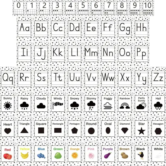 67 PCS Classroom Alphabet Number Educational Poster Cards {1}