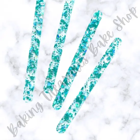 Flake Glitter Acrylic Popsicle Sticks- TURQUOISE {1}