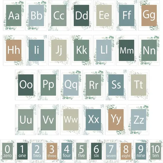 36Pcs Greenery Alphabet and Number Bulletin Board Set {1}