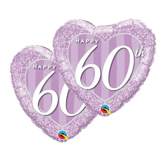 Happy 60th Damask Heart 18 Inch Foil Mylar Balloon {1}