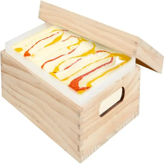 Rectangle Soap Molds for Soap Making, 2.2L/77oz Silicone Soap Making Mold with Wooden Box and Lid for DIY Handmade Soap Making {4}