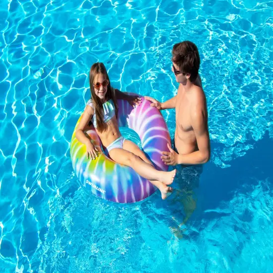 Swimline Inflatable Spiral Tie Dye Swimming Pool Ring - 36.5" Multi {5}