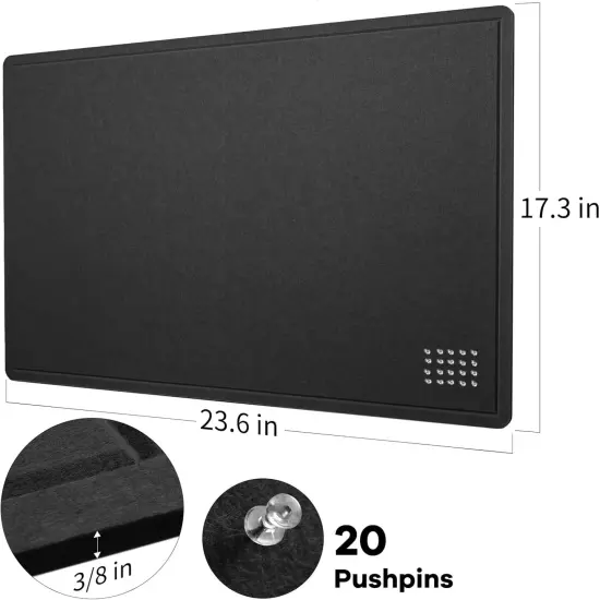 Bulletin Board, 24 x 18 inches Decorative Felt Pin Board(Black) {3}