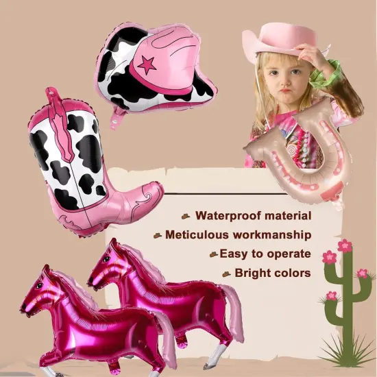 Pink Cowgirl Hat Boot Horse Latex Balloons(pink) {2}