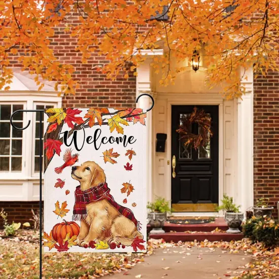 Welcome Fall Golden Retriever Dog Garden Flag 12 x 18(Dog) {1}