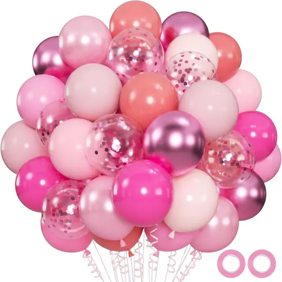 12inch Metallic Dusty Pearl Pastel Baby Hot Pink Balloons (Pink) {1}