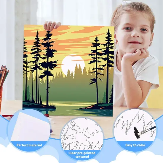 12 Pcs Pre Drawn Canvas to Paint - 7.9" X 7.9" (Landscapes) {5}