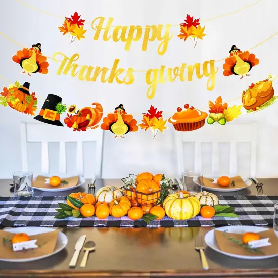Happy Thanksgiving Glitter Banner (Multicolor) {4}