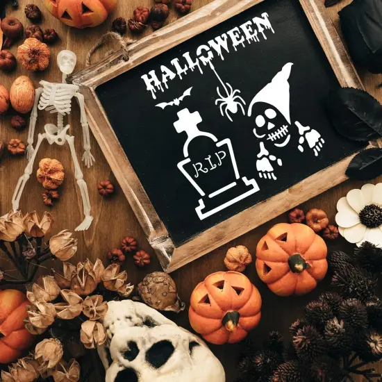 24 PCS Halloween Stencils for Painting Reusable Pumpkin Ghost(24pcs Halloween) {4}
