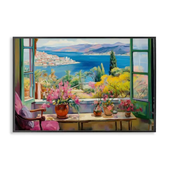 Stupell Industries Seaside Window View Framed Giclee Wall Art Design by LSR Design Studio {1}