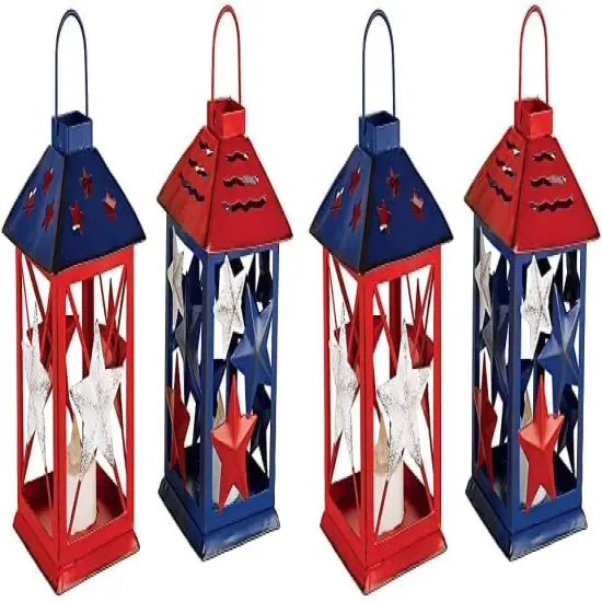 Patriotic Star Metal Light-Up Lantern {1}