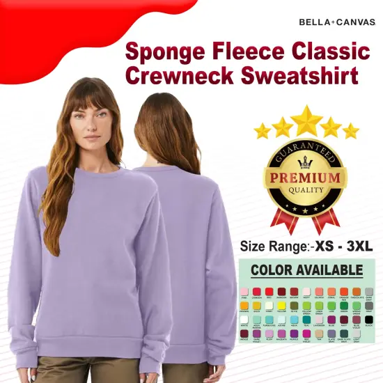 BELLA + CANVAS&reg; - Sponge Fleece Classic Crewneck Long Sleeve Sweatshirt Athletic heather {2}